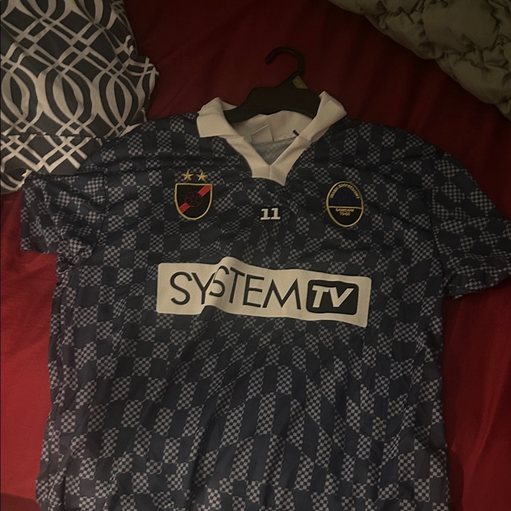 Blue Checkered Soccer Jersey